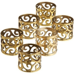 ห่วงใส่ผ้าเช็ดปากทองเหลืองทรงกลมสีทองสำหรับตกแต่งโต๊ะสำหรับงานแต่งงานและร้านอาหาร - Product Image 2