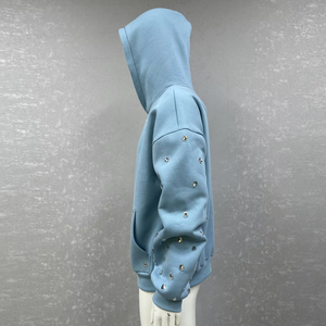 Haute qualité 600 GSM 100% coton pull à capuche strass embelli surdimensionné Boxy Fit Logo personnalisé poids lourd pour l'hiver - Product Image 6