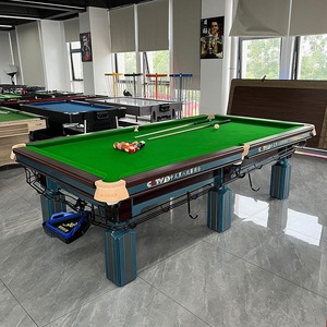 Table de snooker de championnat en bois massif avec pieds en acier, panneau en laine, matériau de coussin en laine, table de billard en ardoise pour la maison - Product Image 1