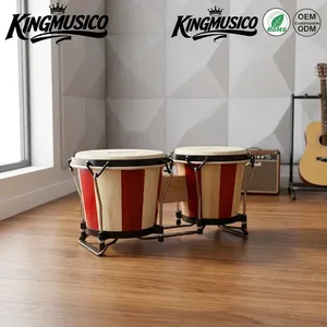 Juego de Bongos de Álamo Rayado de 6-7 Pulgadas con Acabado Brillante de Dos Tonos, Parches de Piel de Oveja, Percusión Manual Ajustable - Product Image 5