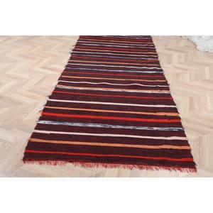 3.2x9.9 ft Kilim <b>Rug</b>, Turkish <b>Vintage</b> <b>Rug</b>, Red Brown Moroccan <b>Rug</b> - Product Image 2