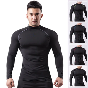 Men Winter Thermal Compression Base Layer <b>Long</b> <b>Sleeve</b> Sports Running Gym Fitness Workout Shirt Activewear Spandex/Cotton - Product Image 2