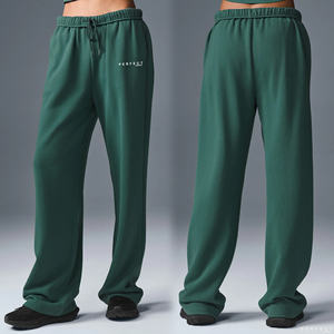 Top Selling Unisex 100% Cotton <b>Fleece</b> French Terry Joggers Straight Wide Leg Sweatpants Casual Wear Custom Logo <b>Trousers</b> - Product Image 1