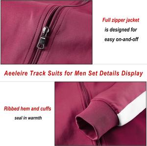 Venta al por mayor de ropa de entrenamiento deportivo de los hombres de fondo grueso rayas Zip Up chándales Conjunto personalizado propio su marca de otoño estilo callejero OEM - Product Image 4