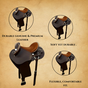 Selle de randonnée western avec siège confortable Selle en cuir australien de qualité supérieure demi-race de couleur marron - Product Image 4