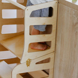 <span class=keywords><strong>2</strong></span> en <span class=keywords><strong>1</strong></span> Chaise haute pour enfant debout Aide de cuisine Hauteur réglable Tabouret en bois massif pliable <span class=keywords><strong>Tour</strong></span> d'apprentissage de cuisine - Product Image 4