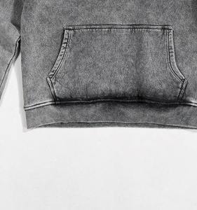 Sudadera con capucha lavada de ácido vintage al por mayor personalizable con logotipo pesado 500 GSM de gran tamaño - Product Image 6