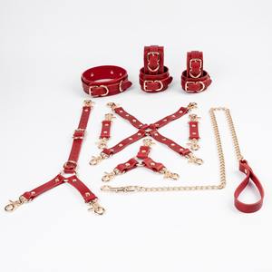 Conjunto de cuero de vaca para muñeca, puños de tobillo, cuello, cinturón trasero, sujeción y Correa, dos conectores de cuatro vías, kit de 11 piezas, - Product Image 1