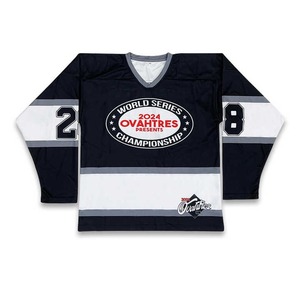 Camiseta de hockey sobre hielo personalizada Sudadera con capucha Rayas Tackle Twill Team Logo Hockey Jersey Hombres Bordado personalizado Uniforme de hockey sobre hielo para adultos - Product Image 2