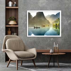 Cadre photo décoratif en bois blanc 60 x 80 cm, cadre carré en bambou avec toile A3, style à suspendre pour photos - Product Image 6