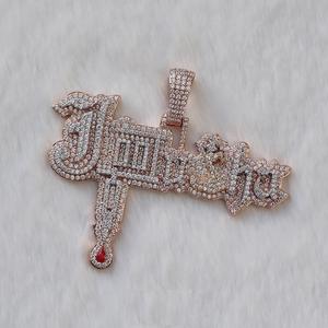 Personalizado VVS Moissanite colgante 925 Plata Hip Hop joyería con Iced Out Letter Charm Pass Tester para él/ella - Product Image 2