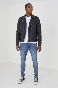 Blouson en cuir pour homme, style moto, hiver 2026, nouvelle collection, décontracté, écologique, respirant, grandes tailles - Product Image 6