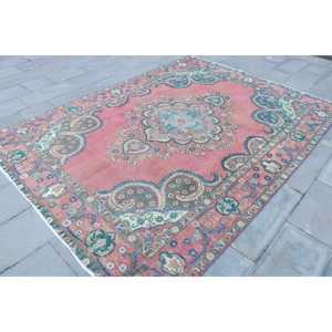 พรมตุรกีขนาดใหญ่ 6.8x9.3 ฟุต พรมวินเทจ พรมลายดอกไม้สีแดง - Product Image 3