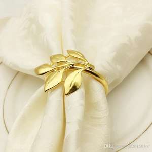 Wholesale Lemon Cherry Leaf-Shaped <b>Napkin</b> Rings Brass Iron Metal <b>Napkin</b> <b>Holders</b> for Weddings Banquets Parties - Product Image 6