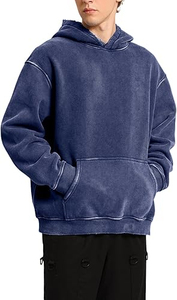 Sweat à capuche oversize d'hiver pour homme, personnalisé, écologique, anti-boulochage, en molleton 100% coton épais 350 g/m², avec logo imprimé, effet délavé - Product Image 3