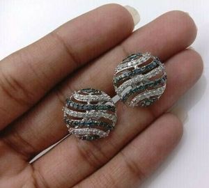 Pendientes de Diamantes Naturales Redondos Azules y Blancos de 1.52 Ct en Plata 925 para Mujer - Regalo de Aniversario, Boda, Compromiso - Product Image 5