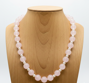 Unisex 18-Inch Rose Quartz Stone Beaded <b>Necklace</b> 925 <b>Silver</b> Lock Hand Knotted Geometric Design Trendy Fashion Accessory-Gift - Product Image 5