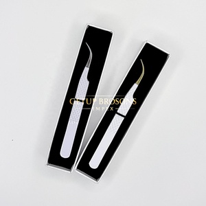 Cils en fibre courbés à dents lisses, anti-magnétiques, anti-statiques, en acier inoxydable, design diamanté, poudre blanche, 10 mm - Product Image 2