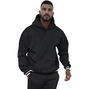 Tenue de sport personnalisée de haute qualité pour hommes, ensemble deux pièces de couleur unie, survêtement de loisirs tissé pour l'hiver - Product Image 2