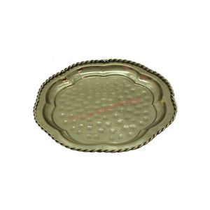 Bandeja DE SERVICIO DE METAL martillado de mejor diseño de calidad estándar con borde de Arte de cuerda vajilla personalizable y artículos de servicio a la venta - Product Image 2