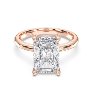 Juego de puntas de diamante cultivadas en laboratorio de 5,17 quilates de corte radiante y redondo de quilates, anillo de compromiso solitario chapado en oro para mujer - Product Image 5