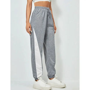 OEM Logo personnalisé Pantalon de survêtement à taille haute et à cordon pour femmes Pantalon en tricot à jambes larges Ourlet fendu Pantalon Baggy de style droit d'hiver - Product Image 3