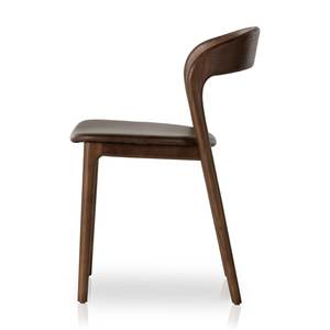 Chaise de salle à manger de luxe en bois massif de teck avec cuir simulé de style nordique italien pour restaurants hôtels villas salons - Product Image 1