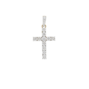 14K oro rodio plateado 0.71CTW Natural brillante corte diamante Cruz colgante elegante religioso cristiano mujeres declaración encantos - Product Image 1