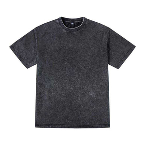 เสื้อยืดผ้าคอตตอนผสมโพลีเอสเตอร์ 220 แกรม ล้างสีแบบแอซิด สไตล์วินเทจ น้ำหนักมาก สำหรับผู้ชาย สวมใส่สบาย ทนทาน เหมาะกับสไตล์สตรีทแวร์ - Product Image 1