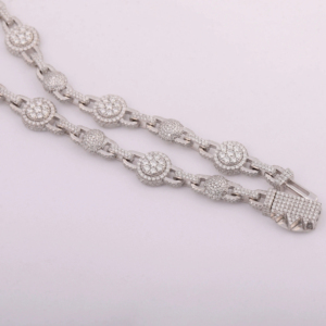 สร้อยคอแบบ Cuban Ball Link เงินแท้ 925 ชุบทอง ประดับเพชรโมอิสซาไนต์ทรงเหลี่ยม สไตล์ฮิปฮอป แร็ปเปอร์ - Product Image 3