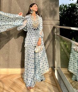 Vestido de Georgette de diseñador de calidad superior paquistaní Salwar Kameez traje bordado señoras indio Plazzo boda étnico Casual - Product Image 2