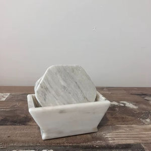 Juego de Posavasos de Mármol Blanco Vintage, Posavasos de Piedra Natural Hechos a Mano, Decoración Elegante para el Hogar - Product Image 1