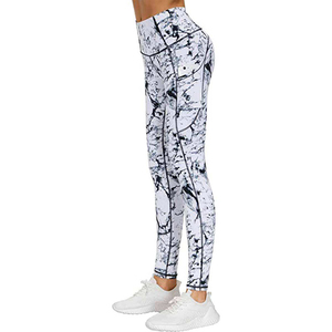 Women Heat-Transfer Printed Solid Mid Waist Compression Leggings Breathable Four-Way Stretch Sport Leggings - Product Image 5