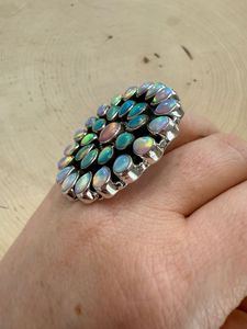 Adjustable Sterling Silver <b>Ring</b> Handmade with Fire <b>Opal</b> Gemstone Oval Cut Natural Stone Bezel Setting for Weddings Parties - Product Image 2
