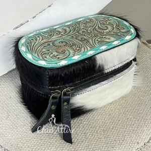 Wholesale Western Design Small Custom Women's Necklace <b>Jewelry</b> Box Earring <b>Case</b> Hand Tooled Leather Travel <b>Jewelry</b> <b>Cases</b> Box - Product Image 1