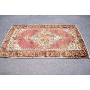 Tapis turc vintage classique marron Beige 3.7x6,7 pieds Patchwork Design laine avec support en latex pour salon chambre adolescent espace - Product Image 4