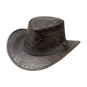 Sombrero de Vaquero de Cuero de Cocodrilo, para Viajes al Aire Libre, Pesca, Aventura, Sombreros Occidentales de Primera Calidad, Marca Privada, Venta al por Mayor - Product Image 1
