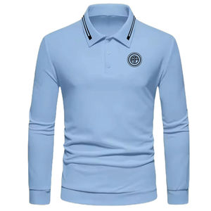 Camiseta de manga larga unisex para Polo, estampado personalizado para hombre, logotipo bordado, algodón de alta calidad, poliéster, tallas grandes, liso, en blanco - Product Image 6