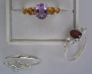 Handmade 925 Sterling <b>Silver</b> <b>Ring</b> with Natural <b>Garnet</b> and White Topaz Shah Gems' Everyday Wear Jewelry - Product Image 1