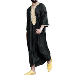 Marocain Simple Style Musulman Hommes Vêtements thobe Coton À Manches Longues Hommes Jubah Daffah thobe Arabe Vêtements Brodé Thobe - Product Image 2