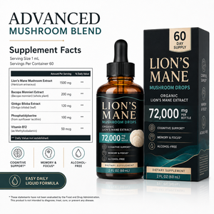 Gotas de Extracto de Melena de León Vegano Sin OMG con Hoja de <span class=keywords><strong>Ginkgo</strong></span> y Planta Entera de Bacopa para Bienestar Nutricional Diario, Marca Privada - Product Image 6