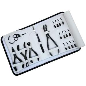 Ensemble complet d'outils pour extensions de cheveux avec pince pour extensions à bandes, micro-anneau, pince à sertir à 3 trous, coupe-keratine, outil de retrait, crochet et ciseaux - Product Image 1