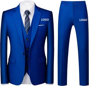 नए आगमन 2024 सादा नीला पुरुष बिजनेस सूट पैंट कोट कस्टम लोगो के साथ सांस लेने योग्य प्लस आकार नए ट्रेंडिंग पुरुषों के कपड़े