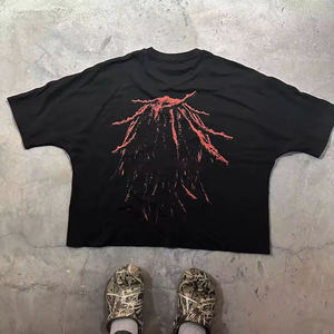 Vente en gros 250 grammes T-shirt à manches courtes en coton épais pour hommes Chemise ample à base solide pour hommes T-shirt personnalisé pour couple - Product Image 3