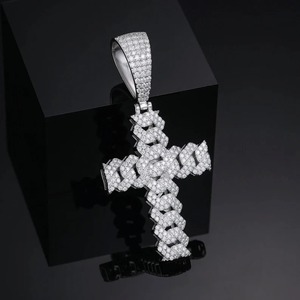 925 sterling silver moissanite <b>cross</b> diamond pendant vvs clarity - Product Image 3