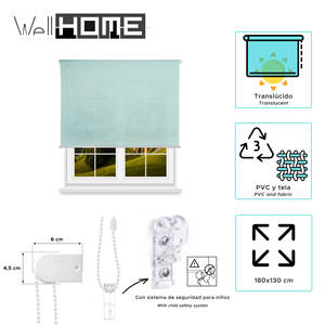 Tenda a Rullo Traslucida Well Home - Azzurro, 180 x 130 cm (larghezza x lunghezza)/Dimensioni tessuto 177 x 125 cm - Product Image 2