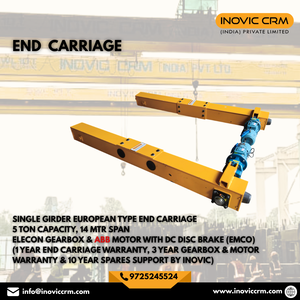 Carro de Extremo de Viga Simple Tipo Europeo, Capacidad de 5 Toneladas, 14m de Vano, Caja de Engranajes ELECON y Motor DC ABB, Freno de Disco (EMCO) - Product Image 5