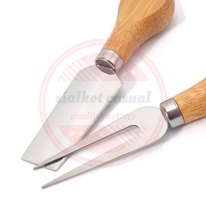 Ensemble de 4 couteaux à fromage en acier inoxydable | Ensemble de couteaux à fromage professionnels à manche en bois pour la cuisine - Product Image 4