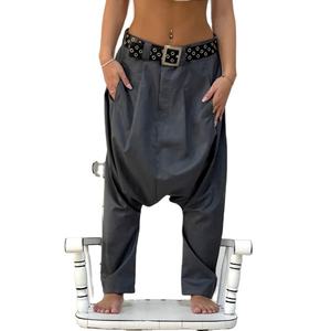 Pantalon de survêtement décontracté en polyester respirant à taille élastique mi-haute, style hip-hop, entrejambe tombant, streetwear, hiver, pour homme - Product Image 2