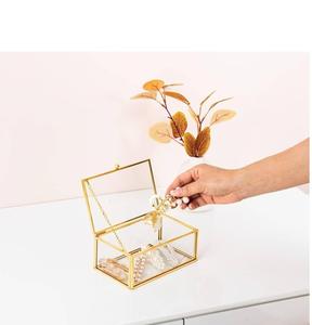 Boîte à bijoux unique et élégante en verre métallique de qualité supérieure avec des détails décoratifs classiques adaptés à la décoration intérieure et au rangement - Product Image 1